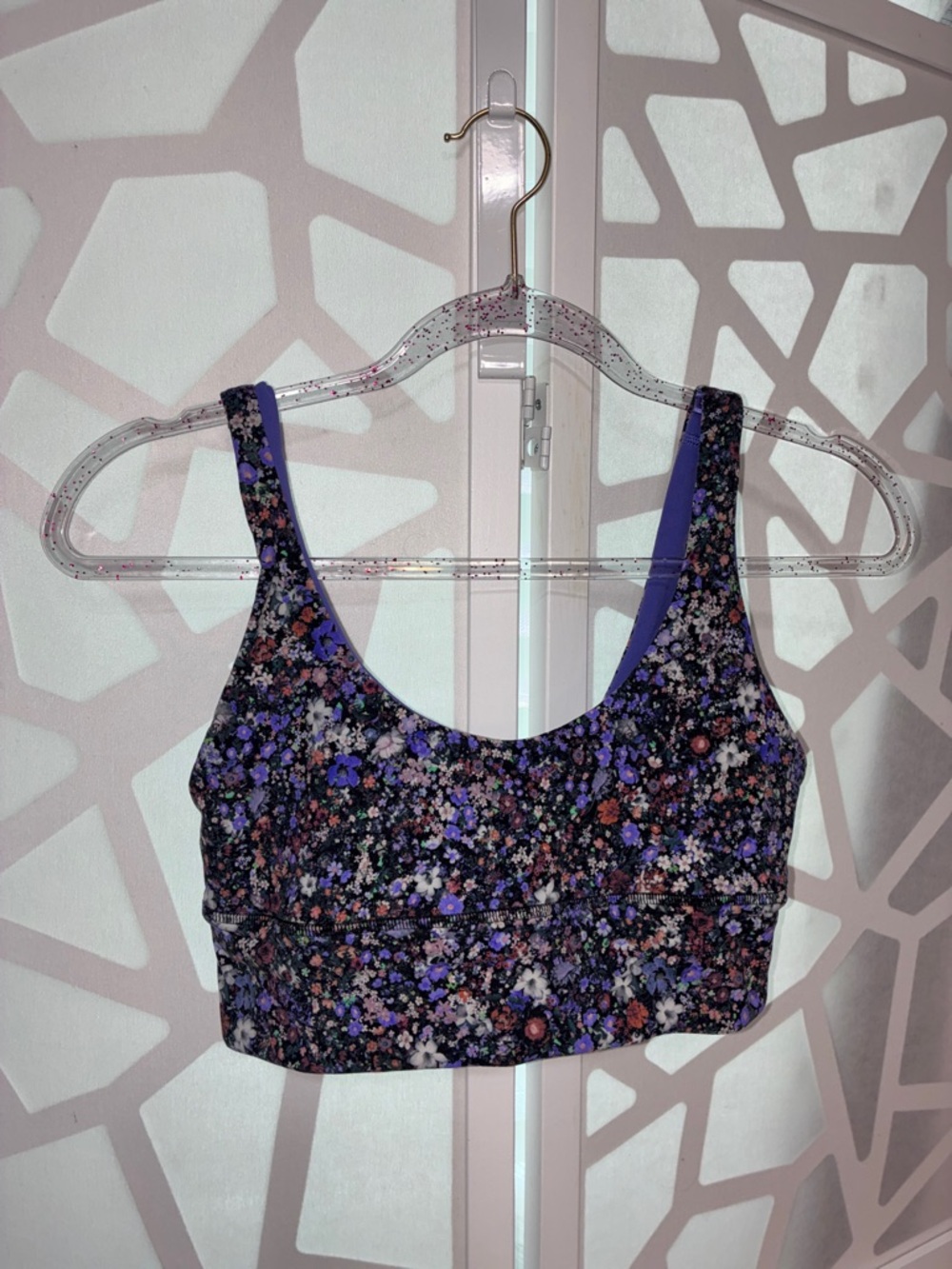 lululemon athletica Floral Purple Black Sports Bra